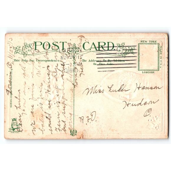 Vintage Thanksgiving Greetings Turkey Fruit Cornucopia Litho Postcard - Picture 2 of 2